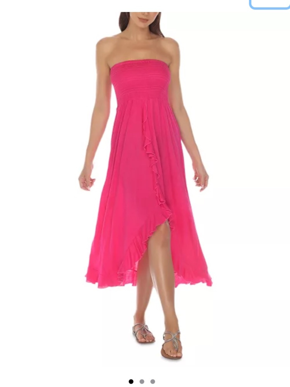 Raviya Strapless Ruffle Hi-Low Dress - Hot Pink